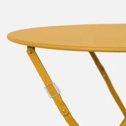 Round folding metal bistro garden table with 2 chairs