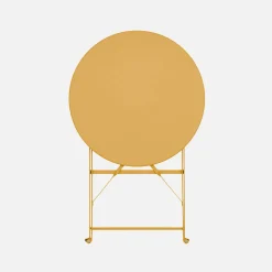 Round folding metal bistro garden table with 2 chairs