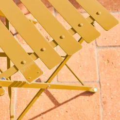 Round folding metal bistro garden table with 2 chairs