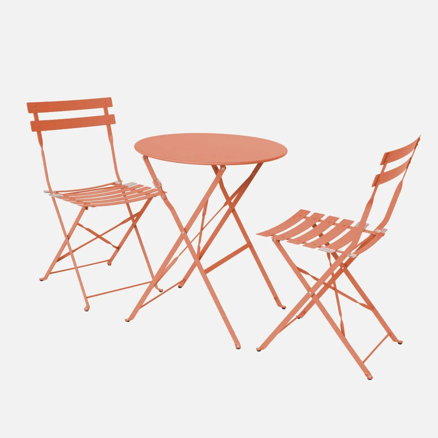 Round folding metal bistro garden table with 2 chairs