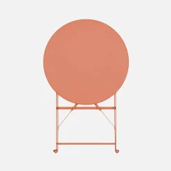 Round folding metal bistro garden table with 2 chairs