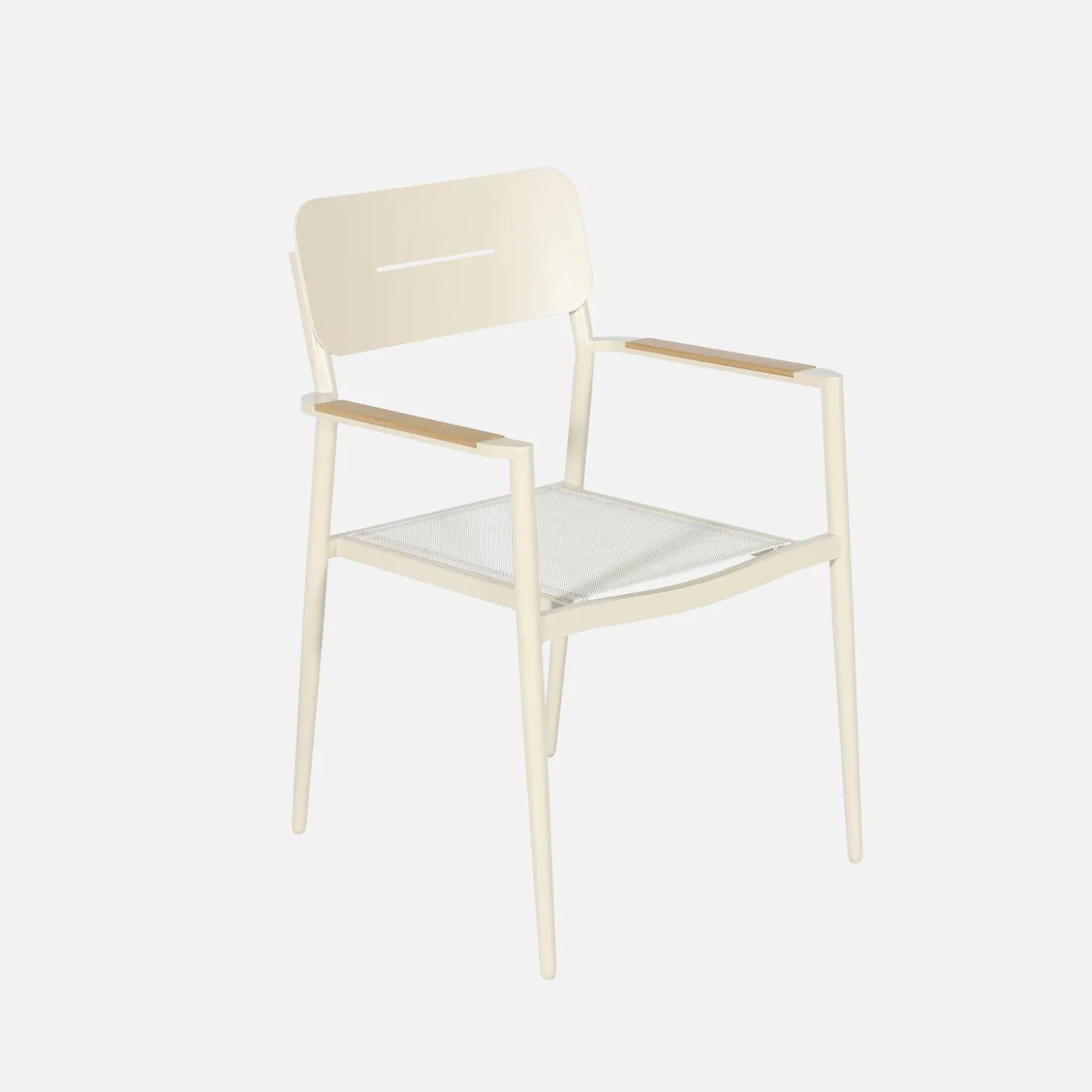 Round garden table aluminium + 6 armchairs