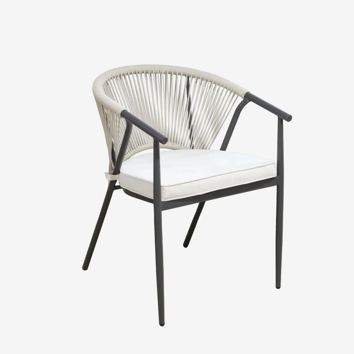 Round garden table aluminium and glass + 6 armchairs