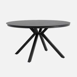 Round garden table aluminium and glass + 6 armchairs