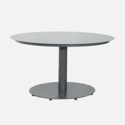 Round garden table aluminium + 6 armchairs