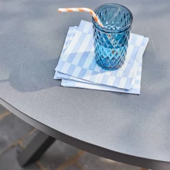 Round garden table aluminum and glass seats 6
