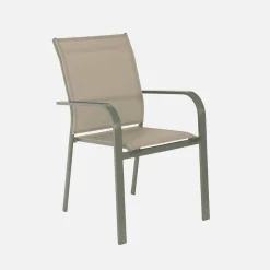 Round garden table Ø140cm aluminium + 6 chairs