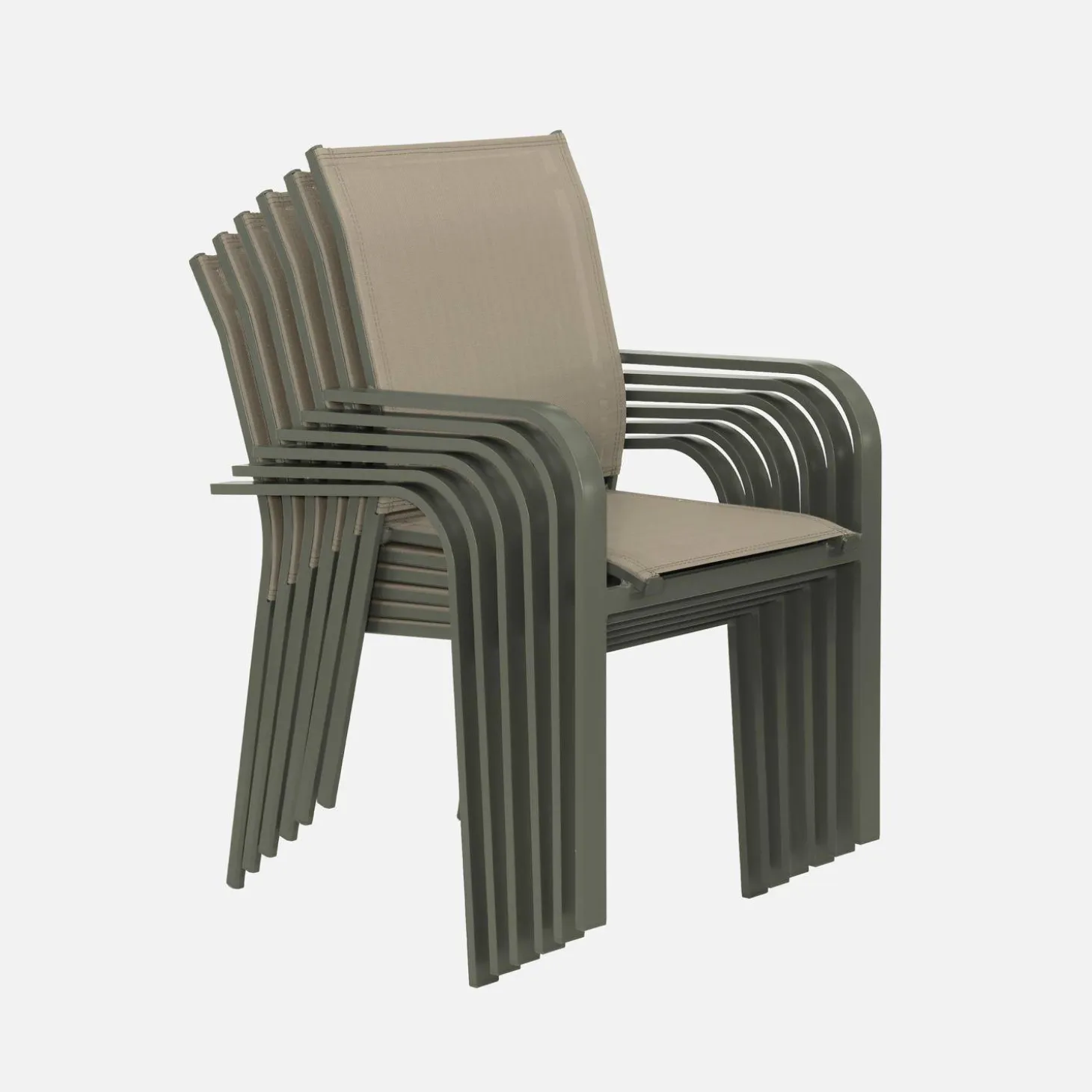 Round garden table Ø140cm aluminium + 6 chairs