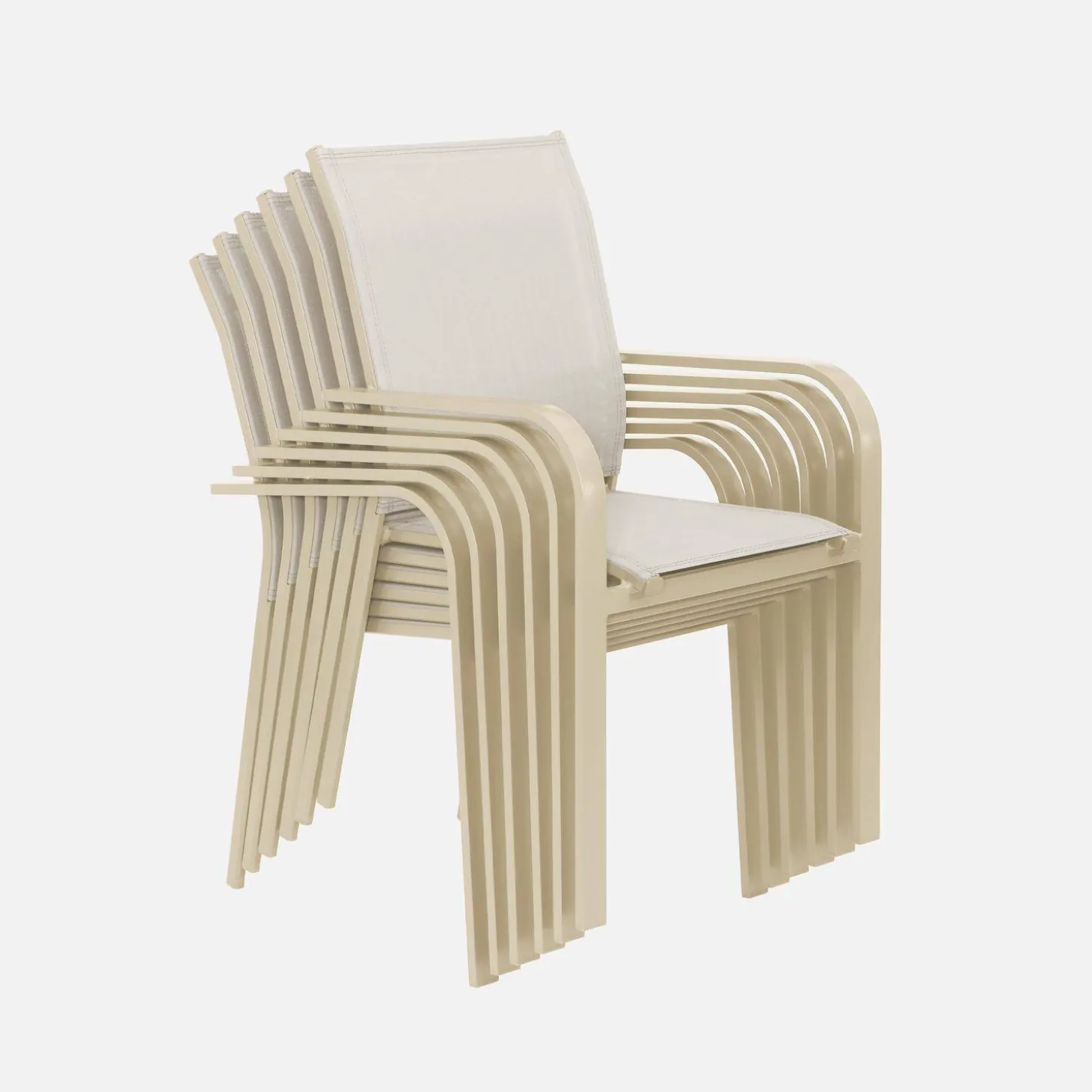 Round garden table Ø140cm aluminium + 6 chairs