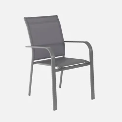 Round garden table Ø140cm aluminium + 6 chairs