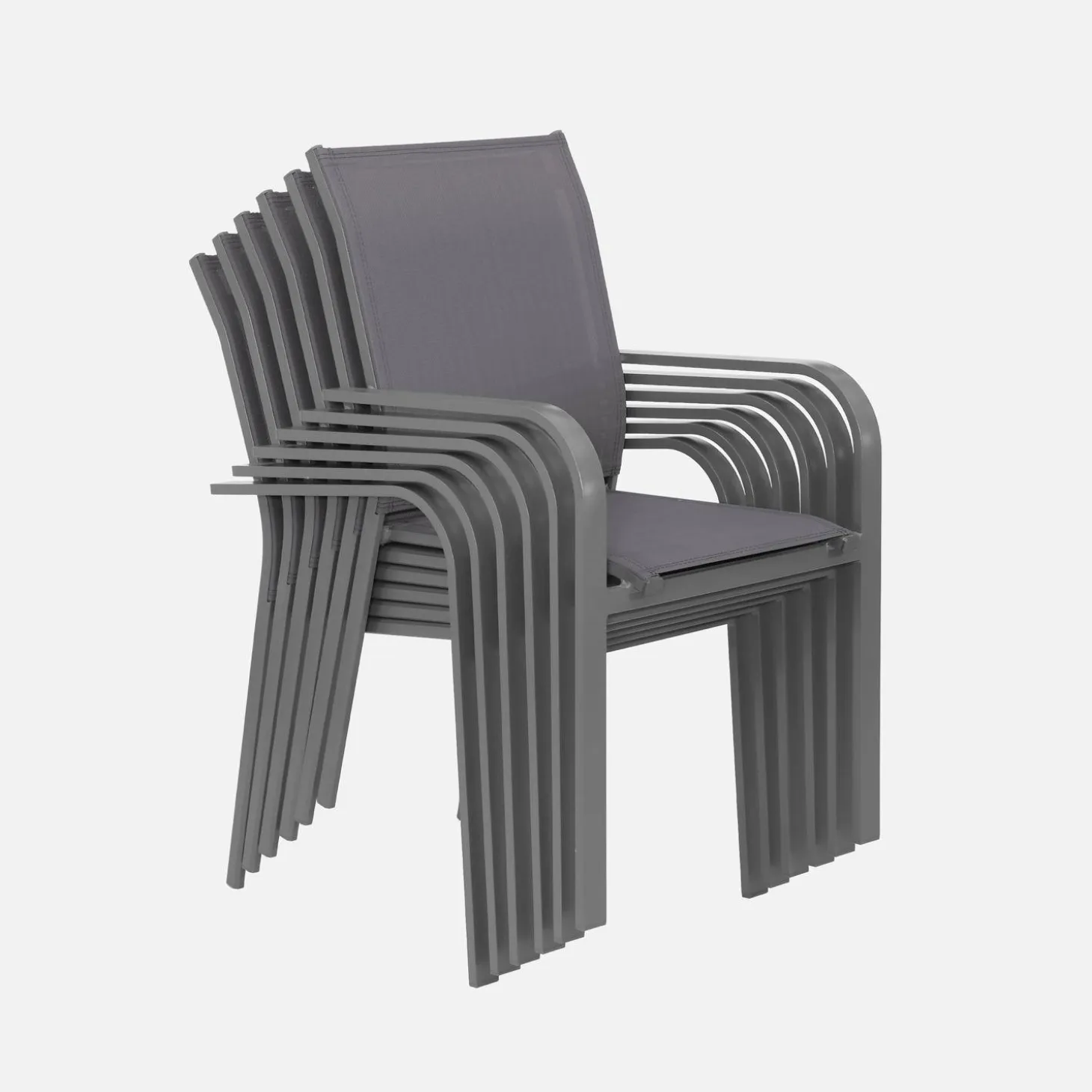Round garden table Ø140cm aluminium + 6 chairs