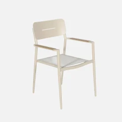 Round garden table Ø140cm aluminium and glass + 6 armchairs