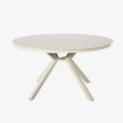 Round garden table Ø140cm aluminium and glass + 6 armchairs