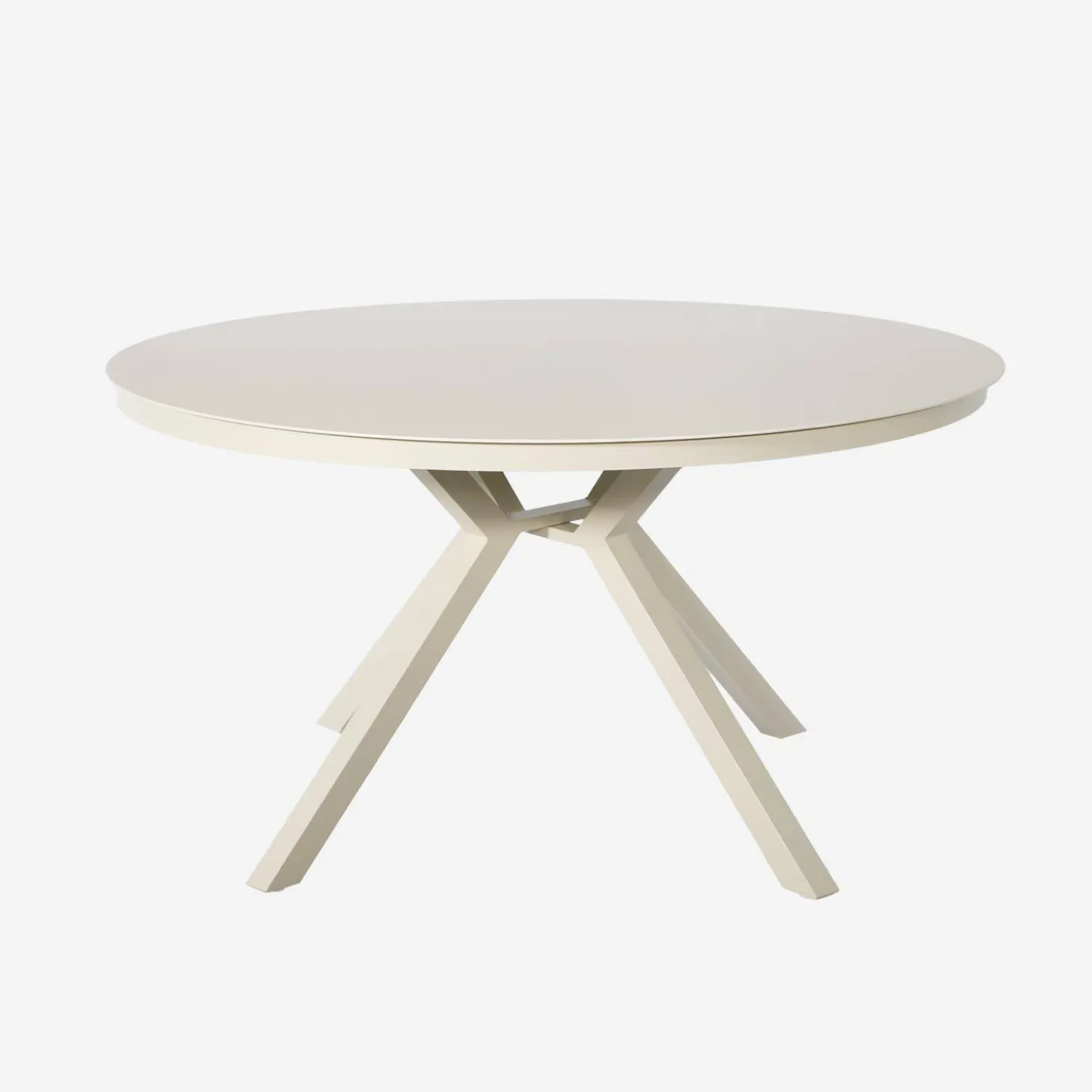 Round garden table Ø140cm aluminium and glass + 6 armchairs