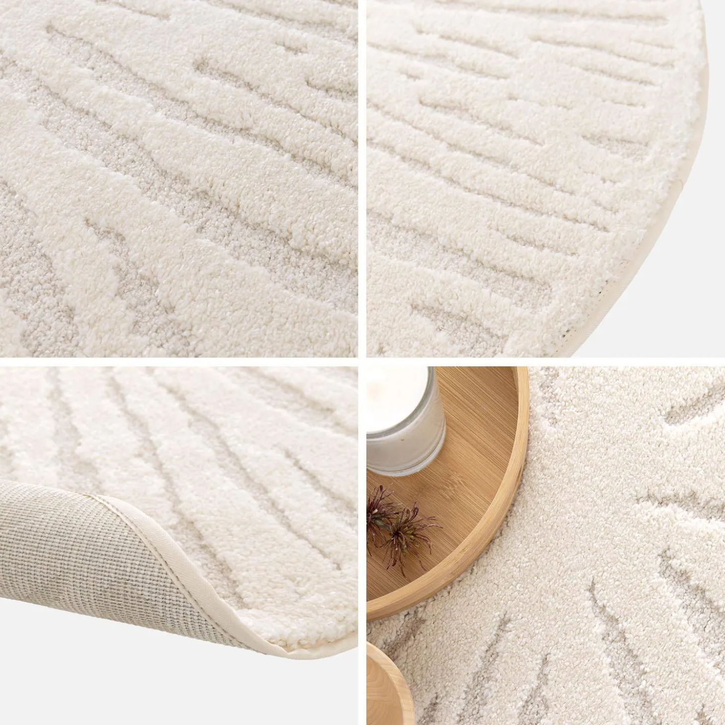 Round indoor rug 160cm cream