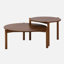 Round nesting coffee tables wood effect