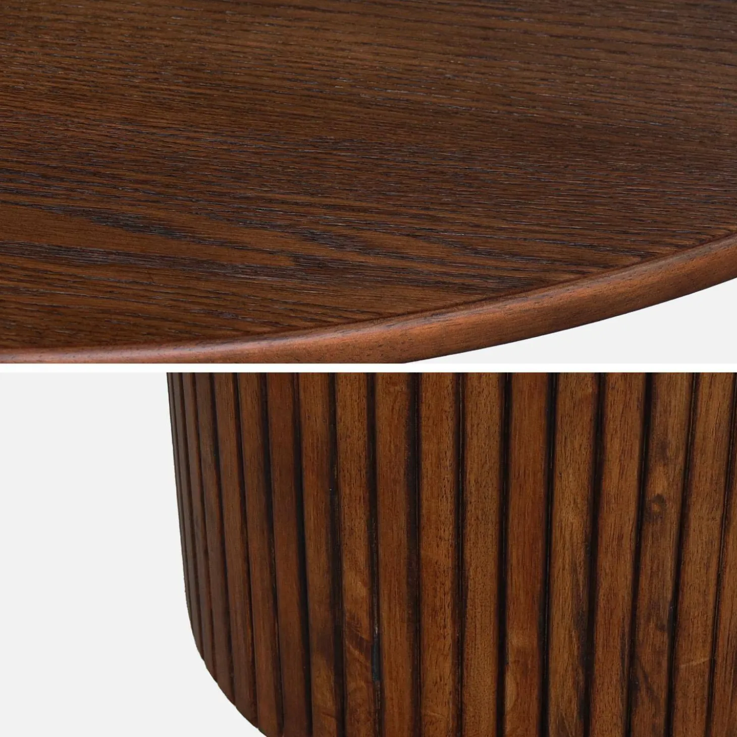 Round rubberwood dining table and oak veneer 4 seats