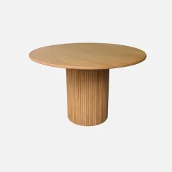 Round rubberwood dining table and oak veneer 4 seats