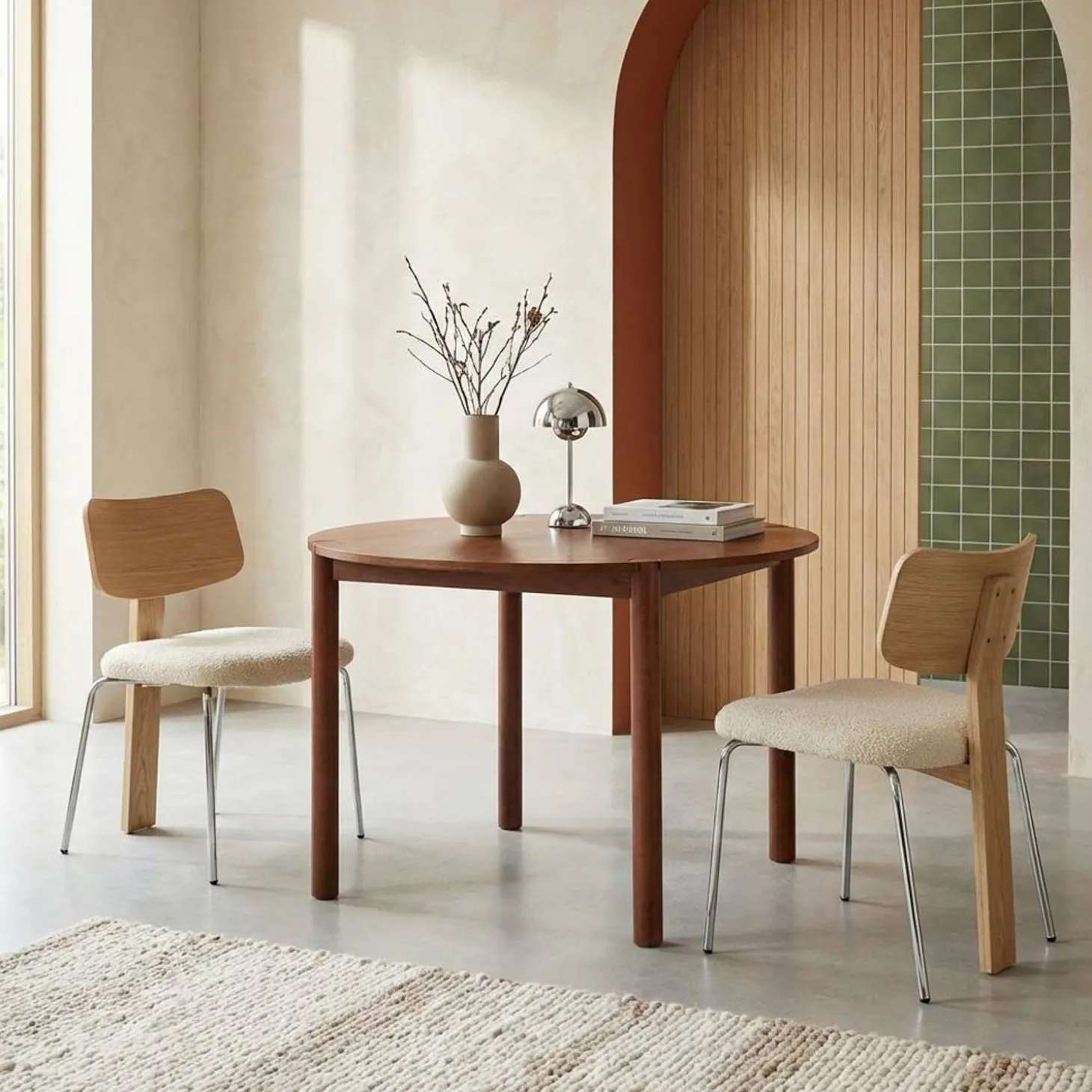 Round rubberwood dining table Ø120cm seats 4