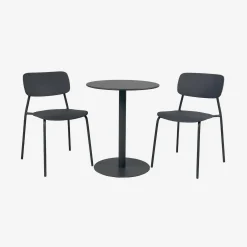 Round steel bistro garden table + 2 chairs