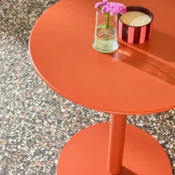 Round steel bistro garden table for 2 people