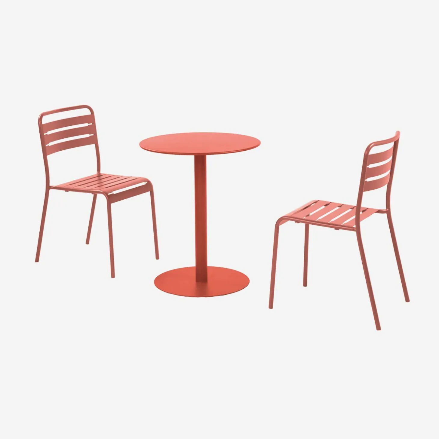 Round steel bistro garden table + 2 chairs