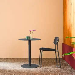 Round steel bistro garden table for 2 people