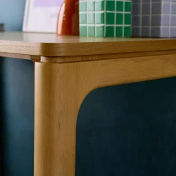 Rubberwood desk oak veneer 1 drawer
