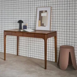 Rubberwood desk with ash veneer 2 drawers