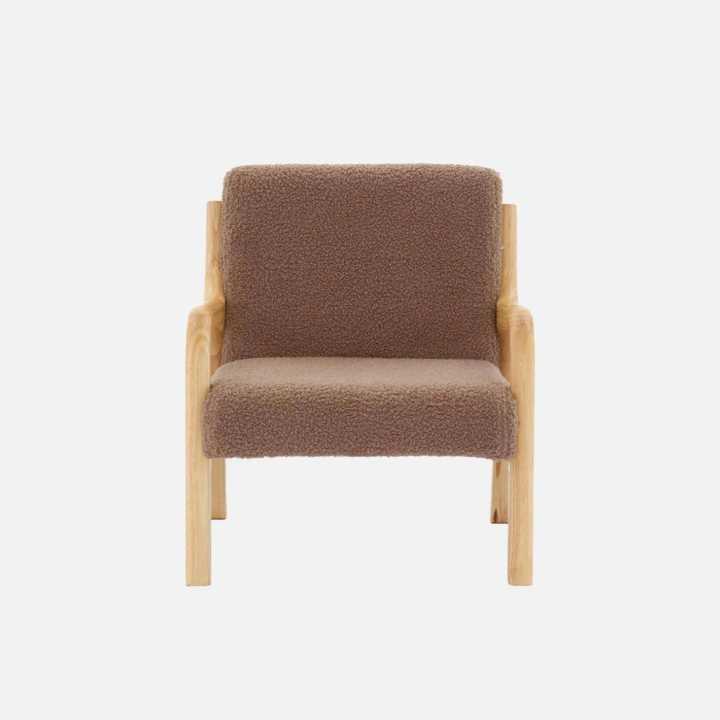 Scandinavian children's armchair in wood and bouclette fabric