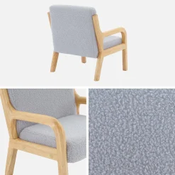 Scandinavian children's armchair in wood and bouclette fabric