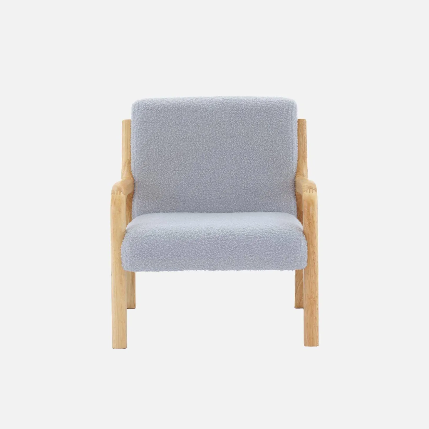 Scandinavian children's armchair in wood and bouclette fabric