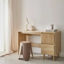 Scandinavian desk wood decor 2 drawers