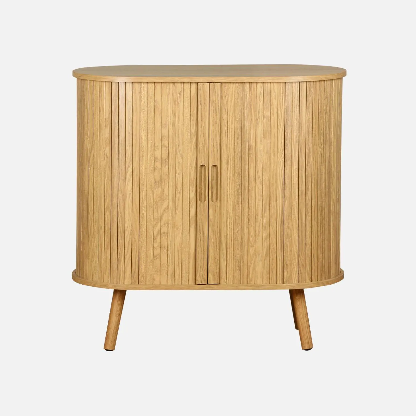 Scandinavian sideboard grooved wood effect 2 sliding doors 80cm