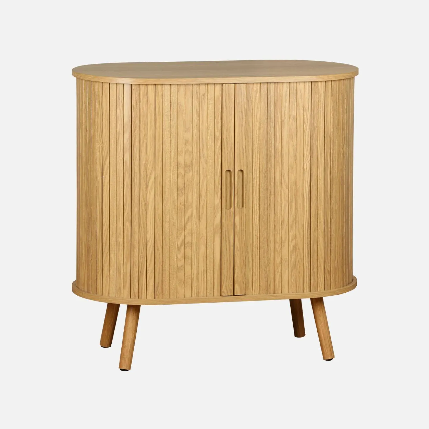 Scandinavian sideboard grooved wood effect 2 sliding doors 80cm