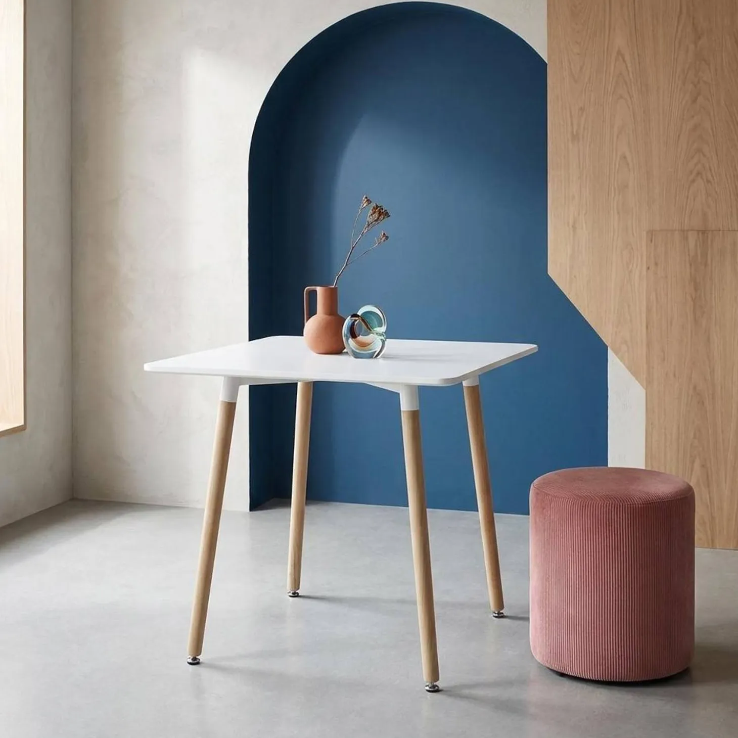 Scandinavian square dining table wood 2 seats