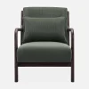 Scandi-style armchair in fine corduroy and hevea wood