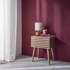 Scandi-style bedside table with grooved wooden effect