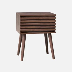 Scandi-style bedside table with grooved wooden effect