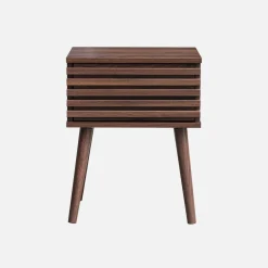 Scandi-style bedside table with grooved wooden effect