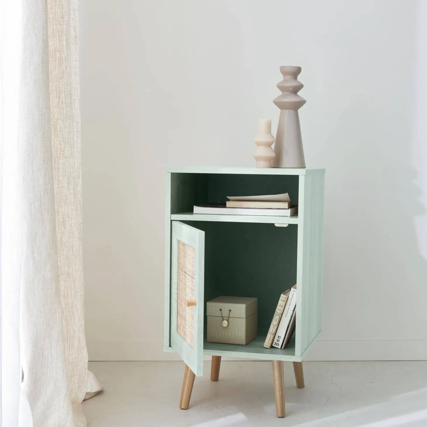 Scandi-style bedside table with drawer