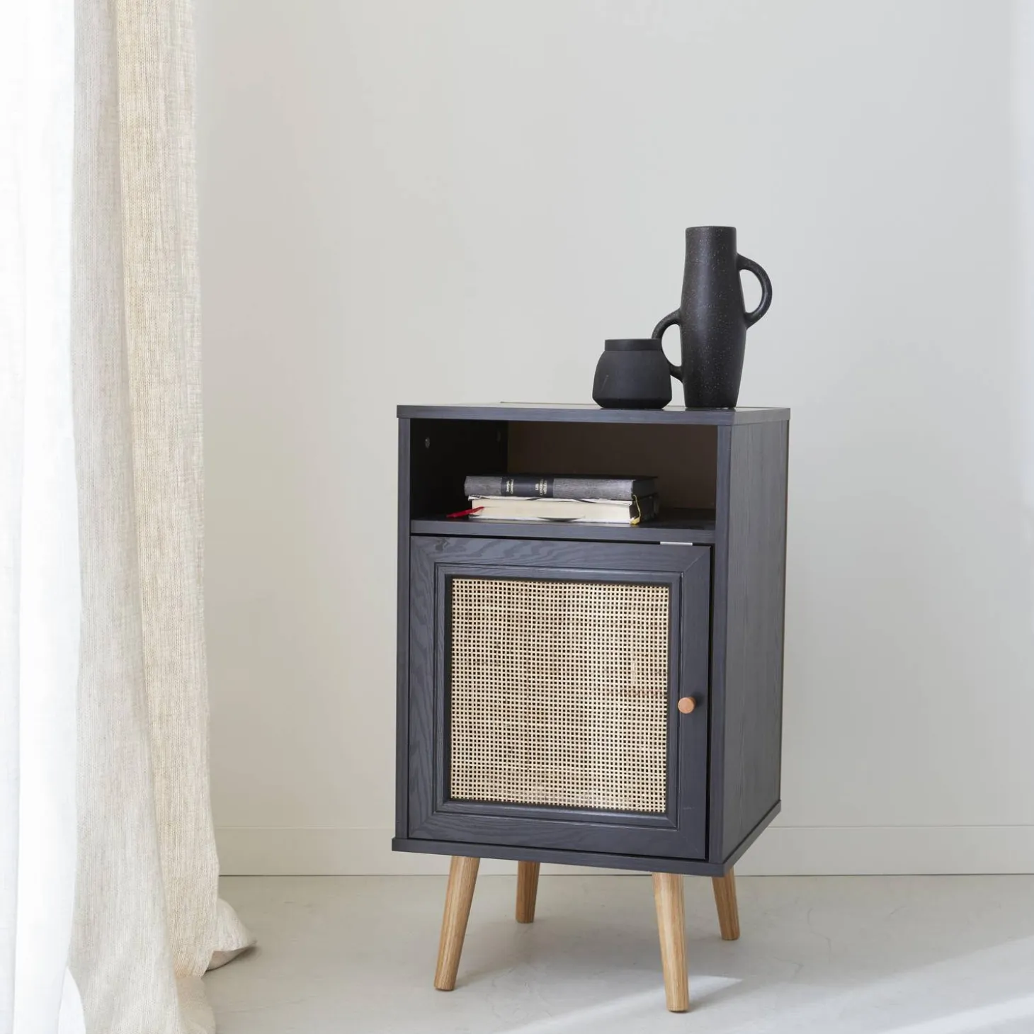 Scandi-style bedside table with drawer