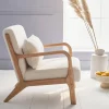 Scandi-style boucle wooden armchair with cushion