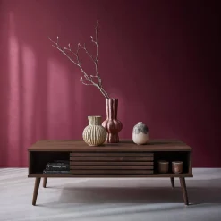 Scandi-style coffee table with wooden grooved effect