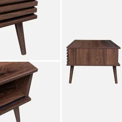 Scandi-style coffee table with wooden grooved effect