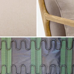 Scandi-style wooden armchair with cushion