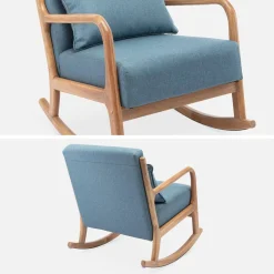 Scandi-style wooden rocking chair with cushion