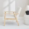 Scandi-style wood frame armchair in boucle fabric