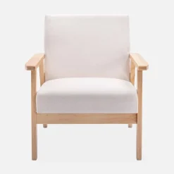 Scandi-style wood frame upholstered armchair
