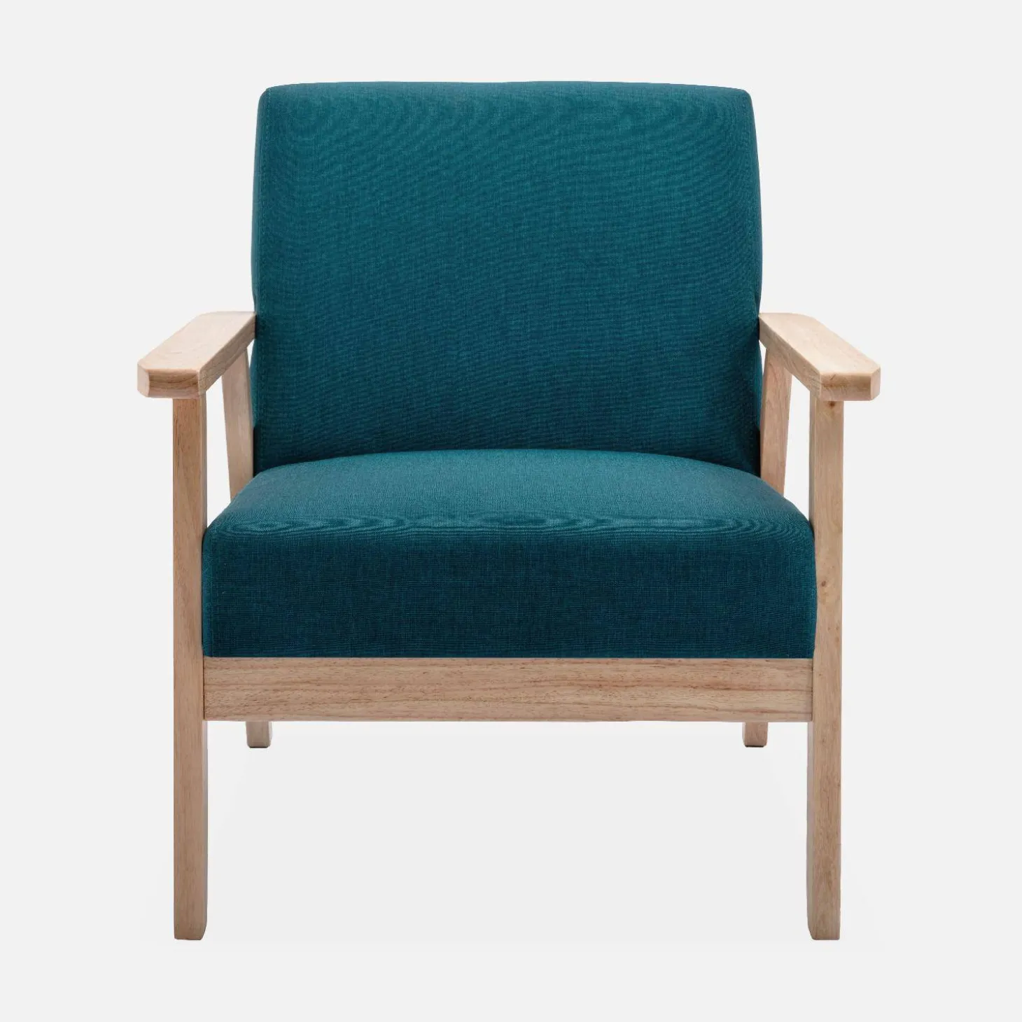 Scandi-style wood frame upholstered armchair